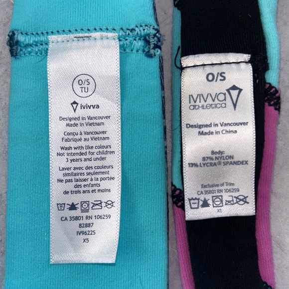 Ivivva by Lululemon 2 Headbands Lot - Stick It Stripe & Back 2 Back Reversible - Picture 5 of 5